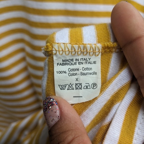 Brandy Melville Stripped Long Sleeve Top Yellow Size Large - Picture 4 of 5